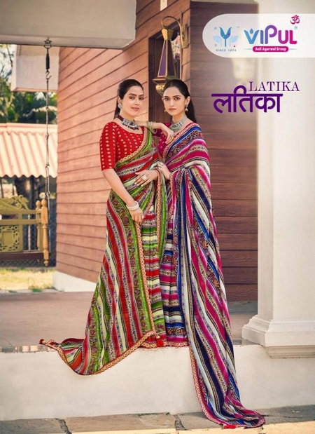 Latika By Vipul Georgette Printed Festival Wear Saree Wholesale Suppliers In Mumbai